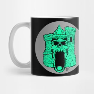 Broskull Logo V.2 Classic Green Castle with Grey Sun Small Name Mug